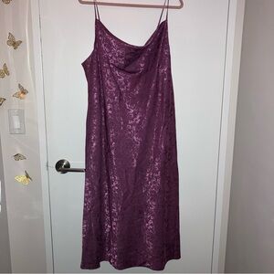 purple floral midi dress